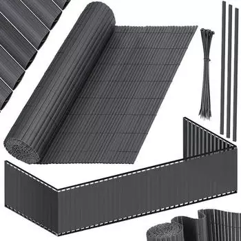 Kesser PVC Sichtschutzmatte mit verst&auml;rkten Lamellen f&uuml;r Outdoor 80 x 400 cm schwarz