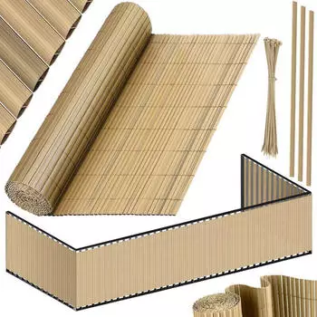 Kesser PVC Sichtschutzmatte mit verst&auml;rkten Lamellen f&uuml;r Outdoor 120 x 300 cm bambus