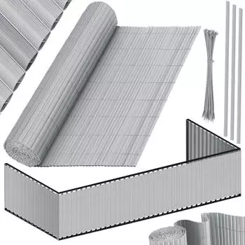 Kesser PVC Sichtschutzmatte mit verst&auml;rkten Lamellen f&uuml;r Outdoor 80 x 500 cm hellgrau