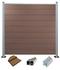 woodstore WPC Sichtschutzzaun braun 185 cm x 180 cm Komplettset inkl Pfosten silber eloxiert