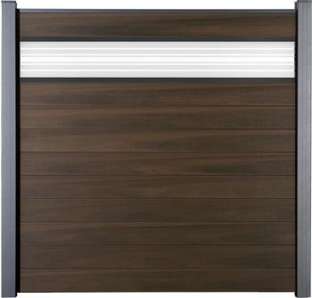 GroJa Hauptelement Flex Stecksystem ohne Pfosten mit Designelement 30er Glas 180 x 180 cm Walnuss
