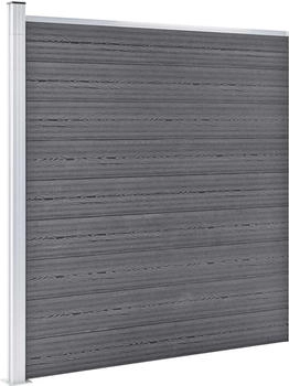 vidaXL WPC Zaun-Set 10 Quadrate + 1 Schräge 1830x186 cm Grau