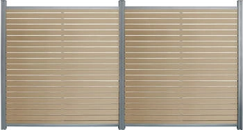 Home Deluxe WPC Sichtschutzzaun ALIRA Teak 2 x Element + 3 x Pfosten