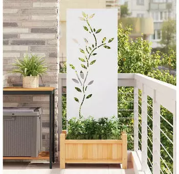 vidaXL Garten Sichtschutz-Leinwand Floral Wei&szlig; 50 x 140 cm