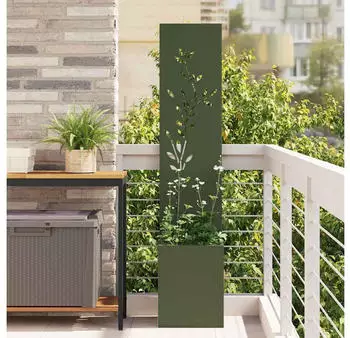 vidaXL Garten Sichtschutz-Leinwand Floral Olivgr&uuml;n 32 x 32 x 150 cm (876409)