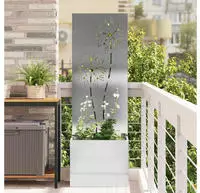 vidaXL Garten Sichtschutz-Leinwand Floral Silber 50 x 150 cm Edelstahl
