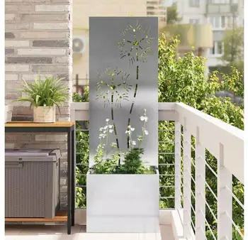 vidaXL Garten Sichtschutz-Leinwand Floral Silber 50 x 140 cm Edelstahl (876438)