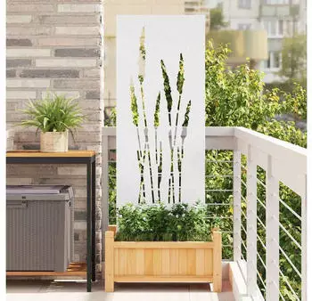 vidaXL Garten Sichtschutz-Leinwand Floral Wei&szlig; 50 x 140 cm (876309)