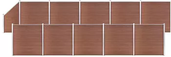 vidaXL WPC Zaun-Set 10 Quadrate + 1 Schr&auml;ge 1830x186 cm Braun (3053224)