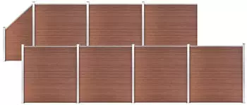 vidaXL WPC Zaun-Set 7 Quadrate + 1 Schr&auml;ge 1311x186 cm Braun (3053221)