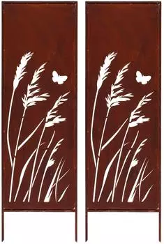 Kapaga Sichtschutz Metall 160x50cm Edelrost 2 Stück