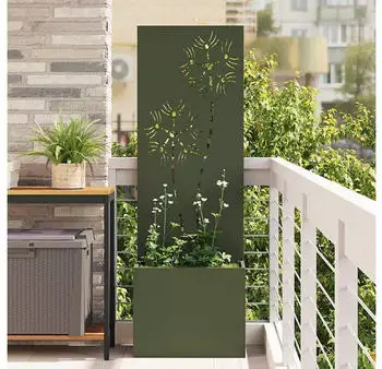 vidaXL Garten Sichtschutz-Leinwand Floral Olivgr&uuml;n 50 x 140 cm (876437)