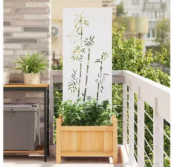 vidaXL Garten Sichtschutz-Leinwand Floral Wei&szlig; 50 x 140 cm (876295)