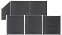 vidaXL WPC Zaun-Set 5 Quadrate + 1 Schr&auml;ge 965x186 cm Grau