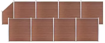 vidaXL WPC Zaun-Set 8 Quadrate + 1 Schr&auml;ge 1484x186 cm Braun (3053222)