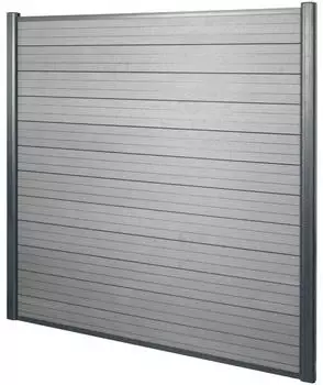 Mendler Sarthe WPC-Sichtschutz Basiselement Alu-Pfosten 1,90m grau (54410)