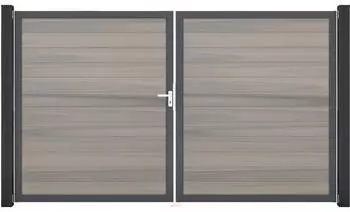 GroJa Solid Steckzaun Doppeltor DIN Links Bi-Color co-extrudiert 300x180cm (DB703)