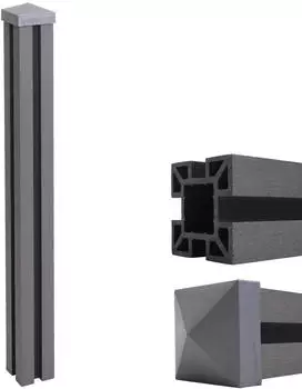 Mendler Sarthe WPC-Zaunpfosten Stecksystem 98cm, grau (76252)