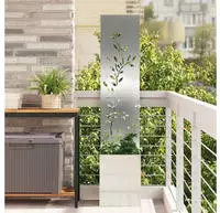 vidaXL Garten Sichtschutz-Leinwand Floral Silber 32 x 32 x 150 cm
