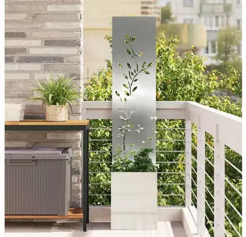 vidaXL Garten Sichtschutz-Leinwand Floral Silber 32 x 32 x 150 cm (876411)