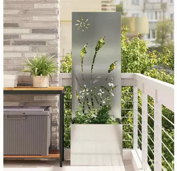 vidaXL Garten Sichtschutz-Leinwand Silber 50 x 140 cm Verzinkter Stahl (876432)