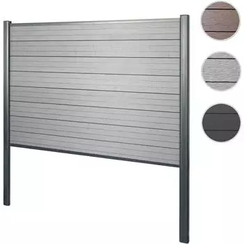 Mendler Sarthe WPC-Sichtschutz Erweiterungselement, Alu-Pfosten, 185cm grau (64888+76231+76234+76258)