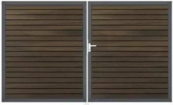GroJa Solid Rhombus Doppeltor Walnuss Co-Extrudiert Anthrazitrahmen DIN Rechts (DB703)