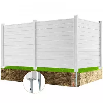VEVOR Lamellenzaun 3 Paneele 122x122cm PVC Sichtschutz