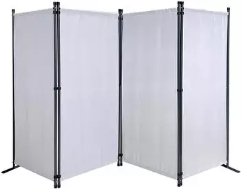 QUICK STAR Paravent 4-teilig 165x220cm, Stoff, wei&szlig;, faltbar, wetterfest (47759)