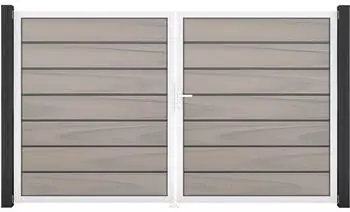 GroJa Solid Grande Premium Doppeltor BPC Bi-Color co-extrudiert DIN Rechts 300x180cm Alu-Rahmen EV1 (210717160300390)