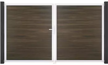 GroJa Solid Doppeltor 2-fl&uuml;gelig, Alu-Rahmen EV1, Walnuss, DIN Links, 300x180cm