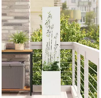 vidaXL Garten Sichtschutz-Leinwand Floral Wei&szlig; 32 x 140 cm (876379)