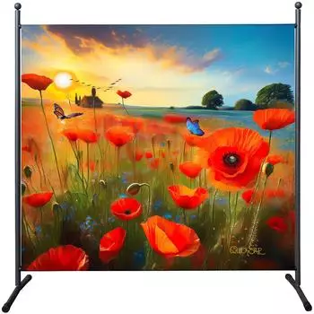 QUICK STAR Paravent Outdoor Mohnwiese 180x178cm wetterfest (47724)