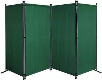 QUICK STAR Paravent 4-teilig 165x220cm, Stoff, gr&uuml;n, faltbar (47753)