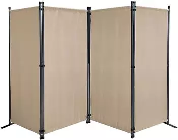 QUICK STAR Paravent 4-teilig 165x220cm, faltbar, beige, wetterfest (47754)