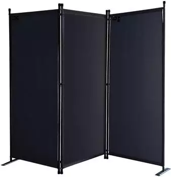 QUICK STAR Paravent 3-teilig 170x165cm, faltbar, wetterfest, Schwarz (47708)
