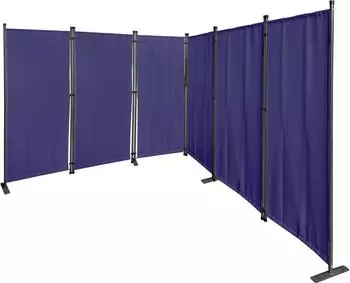 QUICK STAR Paravent 6-teilig 340x165cm, Stoff, blau, faltbar, wetterfest (47832)