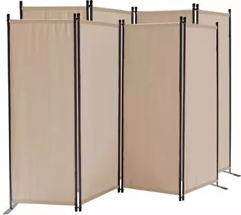 QUICK STAR Paravent 4-teilig 165x220cm, Stoff, beige, faltbar, wetterfest (47822)
