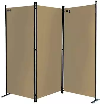 QUICK STAR Paravent 3-teilig 170x165cm, Stoff, beige, faltbar (47704)