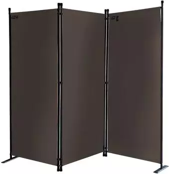 QUICK STAR Paravent 3-teilig 170x165cm, Stoff, beige-grau, faltbar (47706)