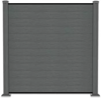 Riegelsberger WPC-Sichtschutzzaun Komplett-Set, grau, 14,56m, 190cm (Steckzaun)