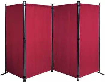 QUICK STAR Paravent 4-teilig 165x220cm Rubinrot, faltbar, wetterfest (47751)