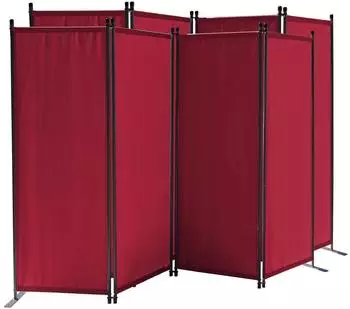 QUICK STAR Paravent 4-teilig 165x220cm, Stoff, rubinrot, 2er-Set (47828)