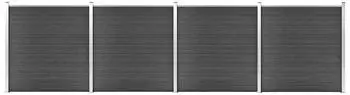 vidaXL Zaunelement-Set WPC 699x186cm, schwarz (3070431)