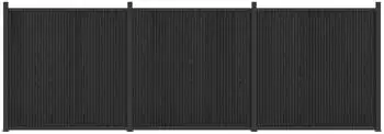 vidaXL Zaunelement 3er-Set 530x186,5cm WPC und Aluminium schwarz (3429485)