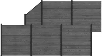 vidaXL Zaunelement-Set 6-tlg. 965x186cm WPC und Aluminium grau (3429406)