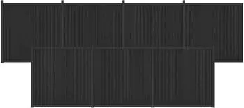 vidaXL Zaunelement 7-teilig, 1230x186,5cm, WPC und Aluminium, schwarz (3429489)