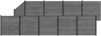 vidaXL zaunset 10 stk. 1657 x 186 cm WPC und Aluminium Grau