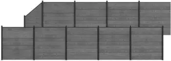 vidaXL Zaunset 10-tlg. 1657x186cm WPC und Aluminium, grau (3429410)