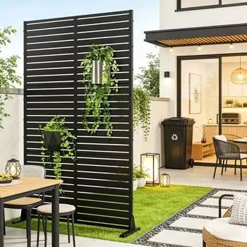 casa.pro Nordepp Trennwand verzinkter Stahl 180x90x40cm, schwarz